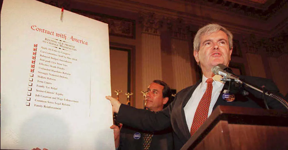 newt gingrich pointing to contract with america