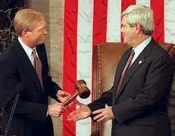 newt gingrich taking house gavel from dick gephart in 1995