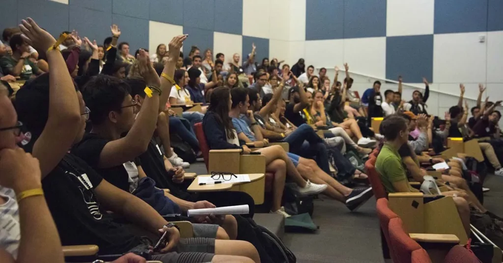 lecture hall students listening