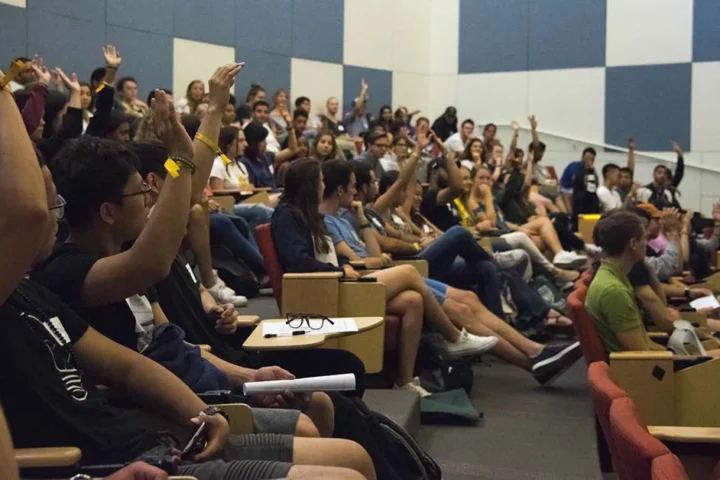 lecture hall students listening