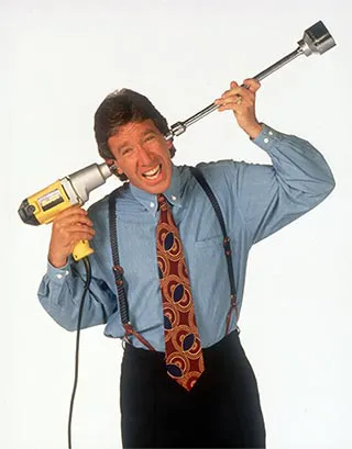 tim allen pretending to drill his head