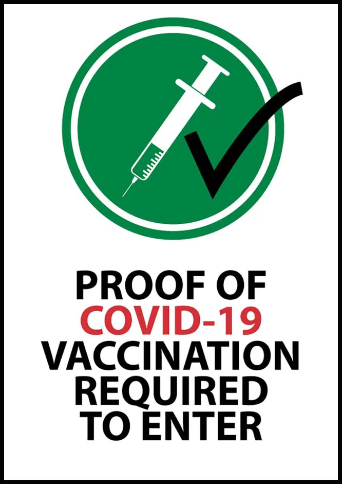 proof of vaccination required sign